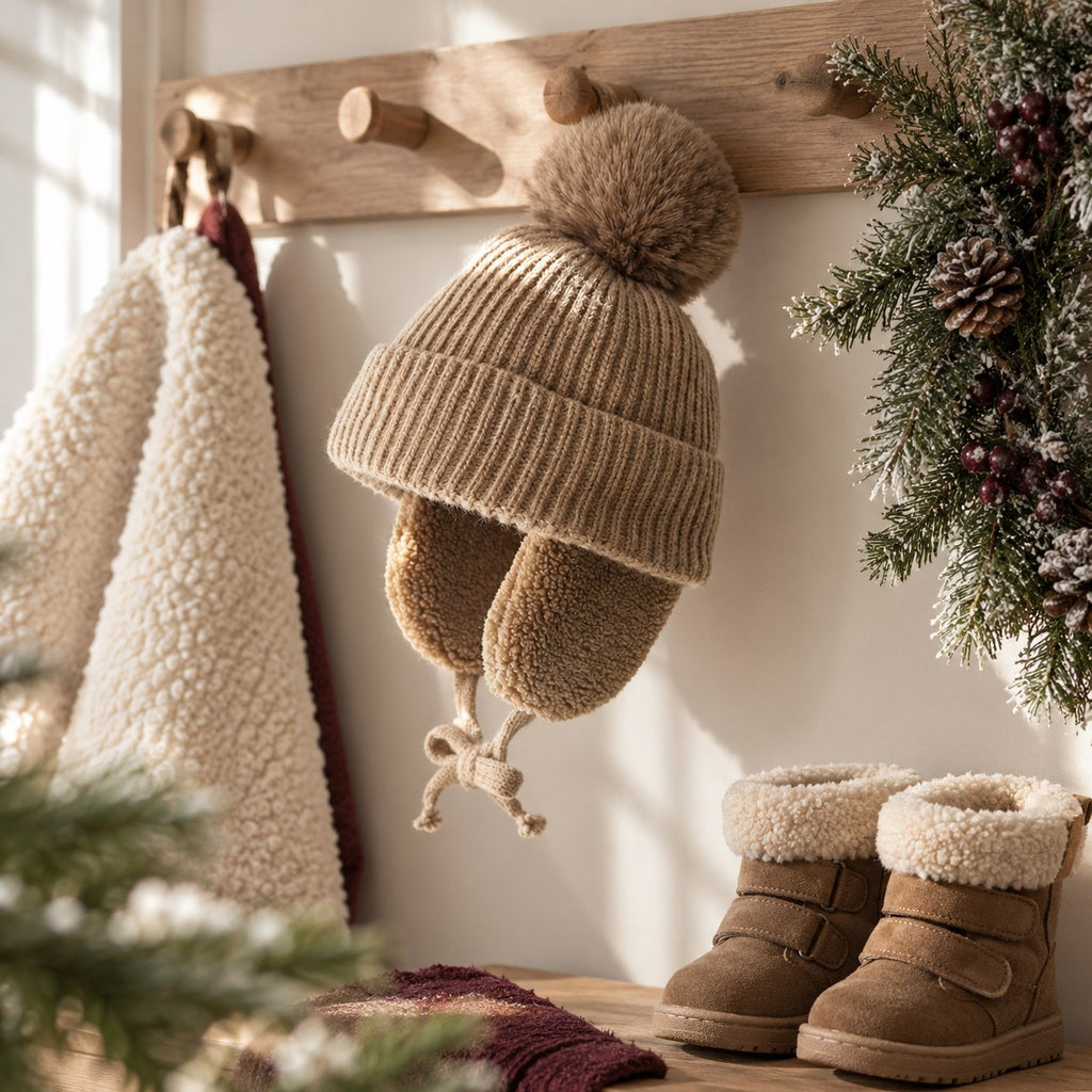 Big Pompom Earflap Beanie (Kids) — at Christmas