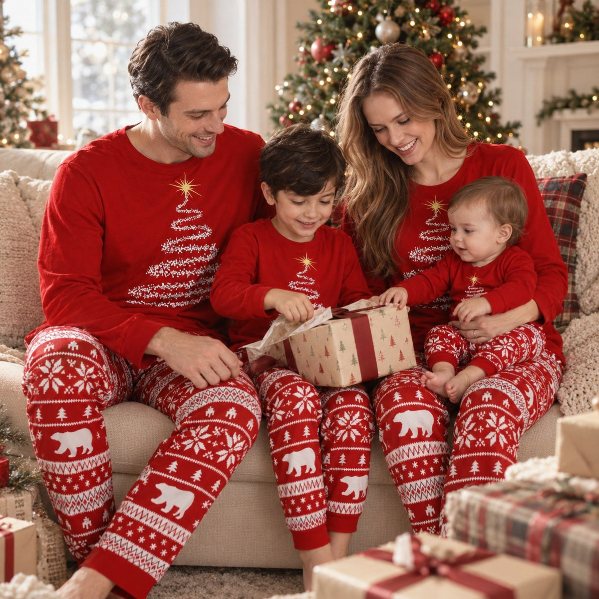 Matching Family Christmas Pajamas — in use