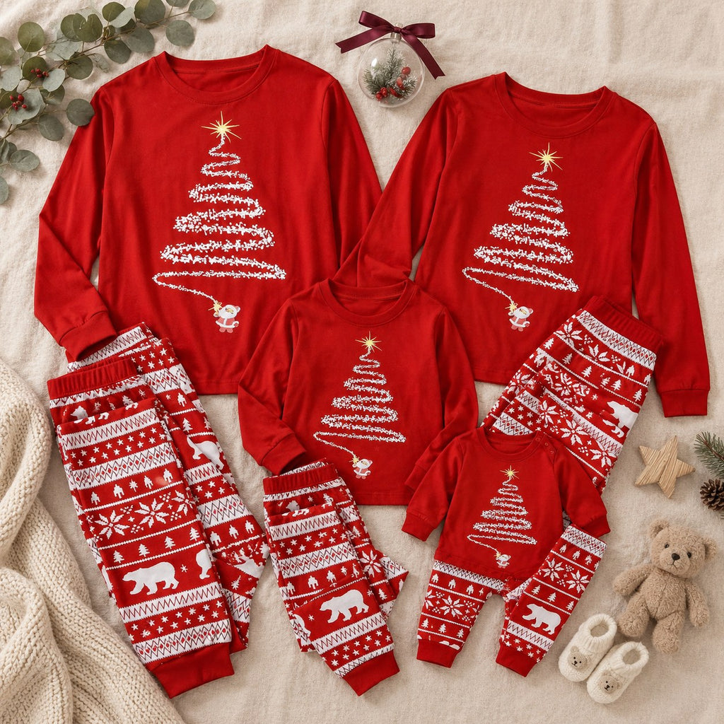 Matching Family Christmas Pajamas — flat lay