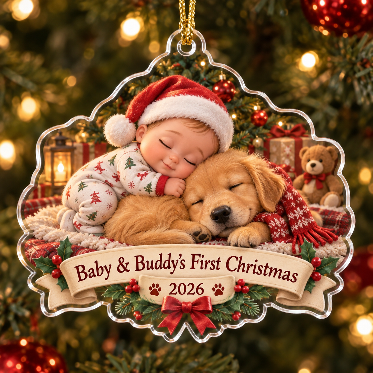 Baby & Buddy's First Christmas personalized acrylic ornament