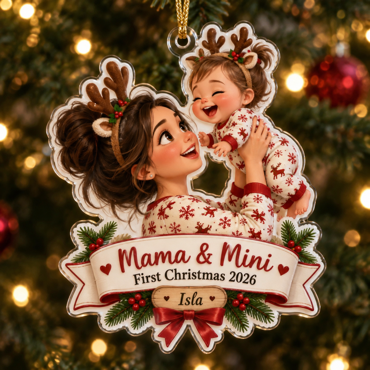 Mama & Mini personalized acrylic ornament