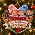 Twins' First Christmas personalized acrylic ornament