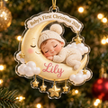 Baby's First Christmas Moon personalized acrylic ornament
