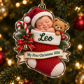 My First Christmas Stocking personalized acrylic ornament