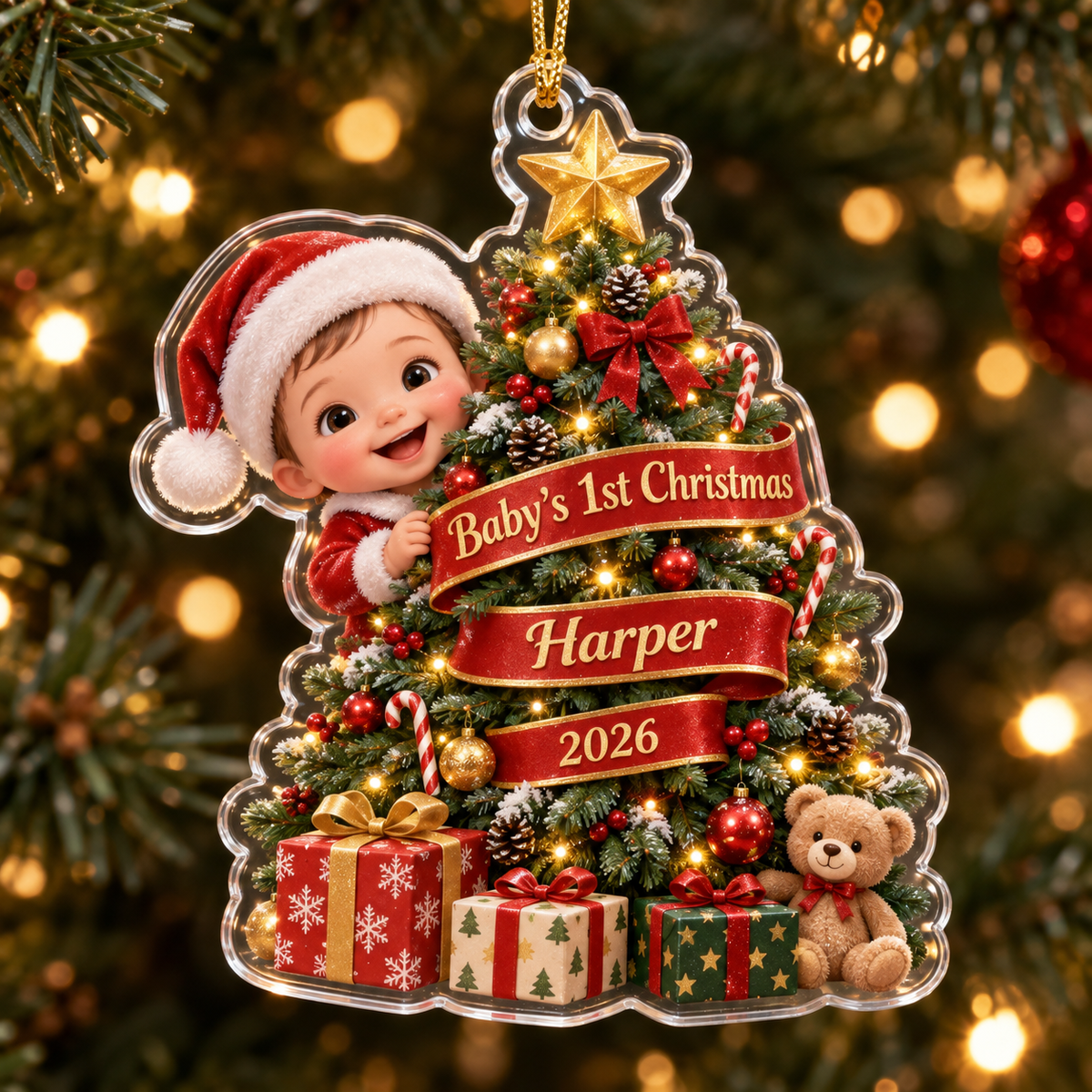 Baby's 1st Christmas Tree personalized acrylic ornament