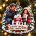 First Christmas As A Family Of Three personalized acrylic ornament
