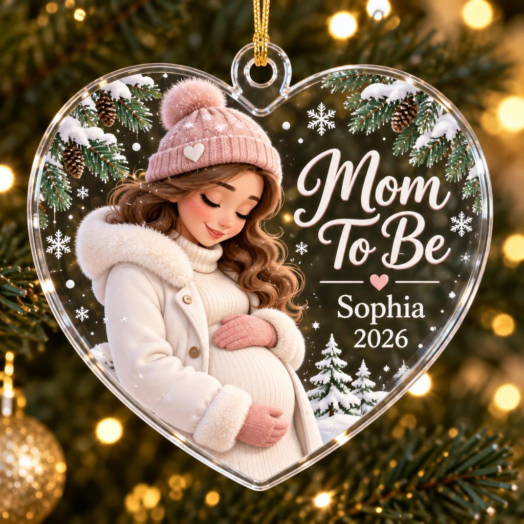 Mom To Be Heart personalized acrylic ornament