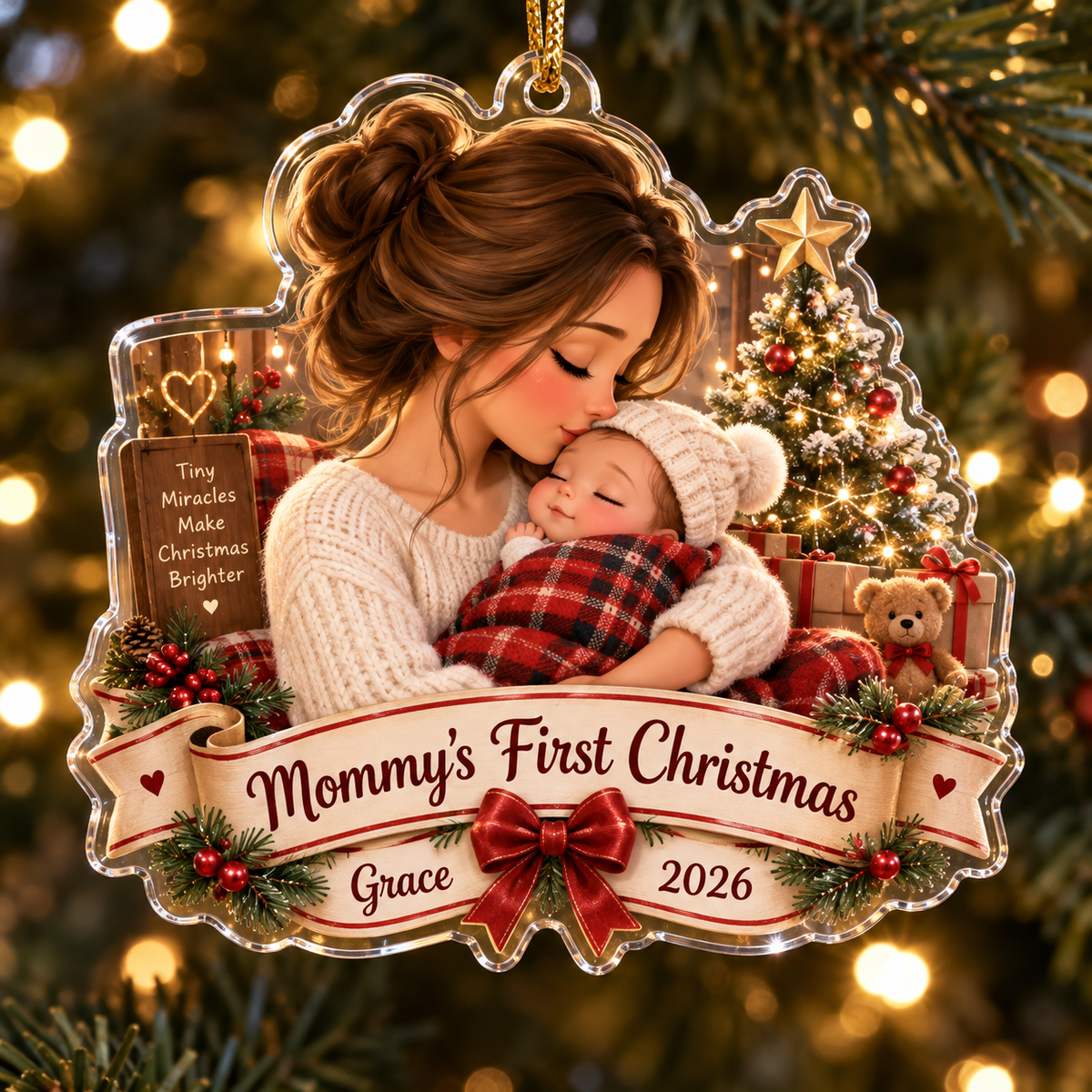 Mommy's First Christmas personalized acrylic ornament