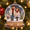 Our Little Snowflake Is Coming personalized acrylic ornament