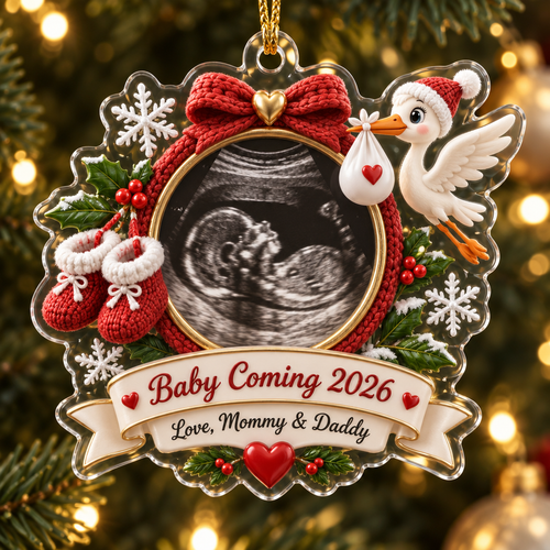 Baby Coming Ultrasound Keepsake personalized acrylic ornament