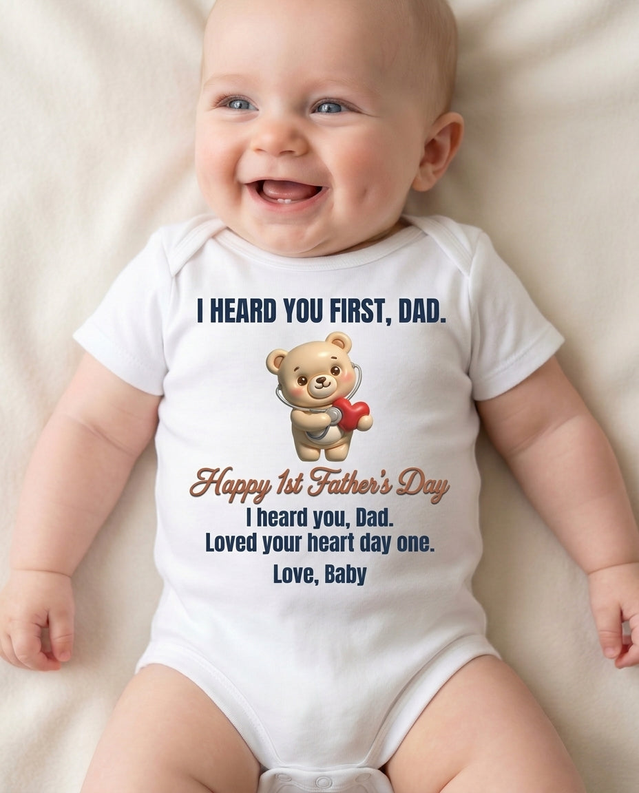 TotKind - Stethoscope Bear  Happy 1st Fathers Day - Baby Onesie - 11052026