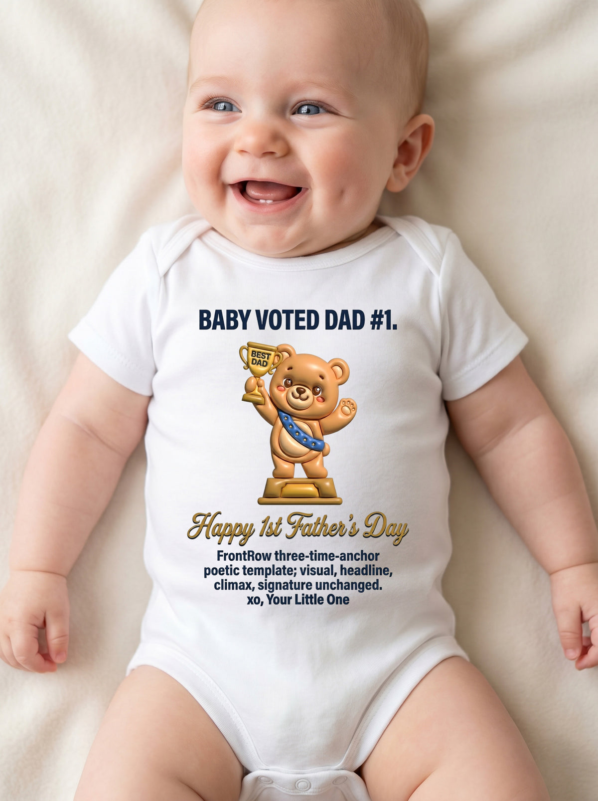 TotKind - H7 Time-Anchor Body Generalization on Tiny Trophy - Baby Onesie - 21052026