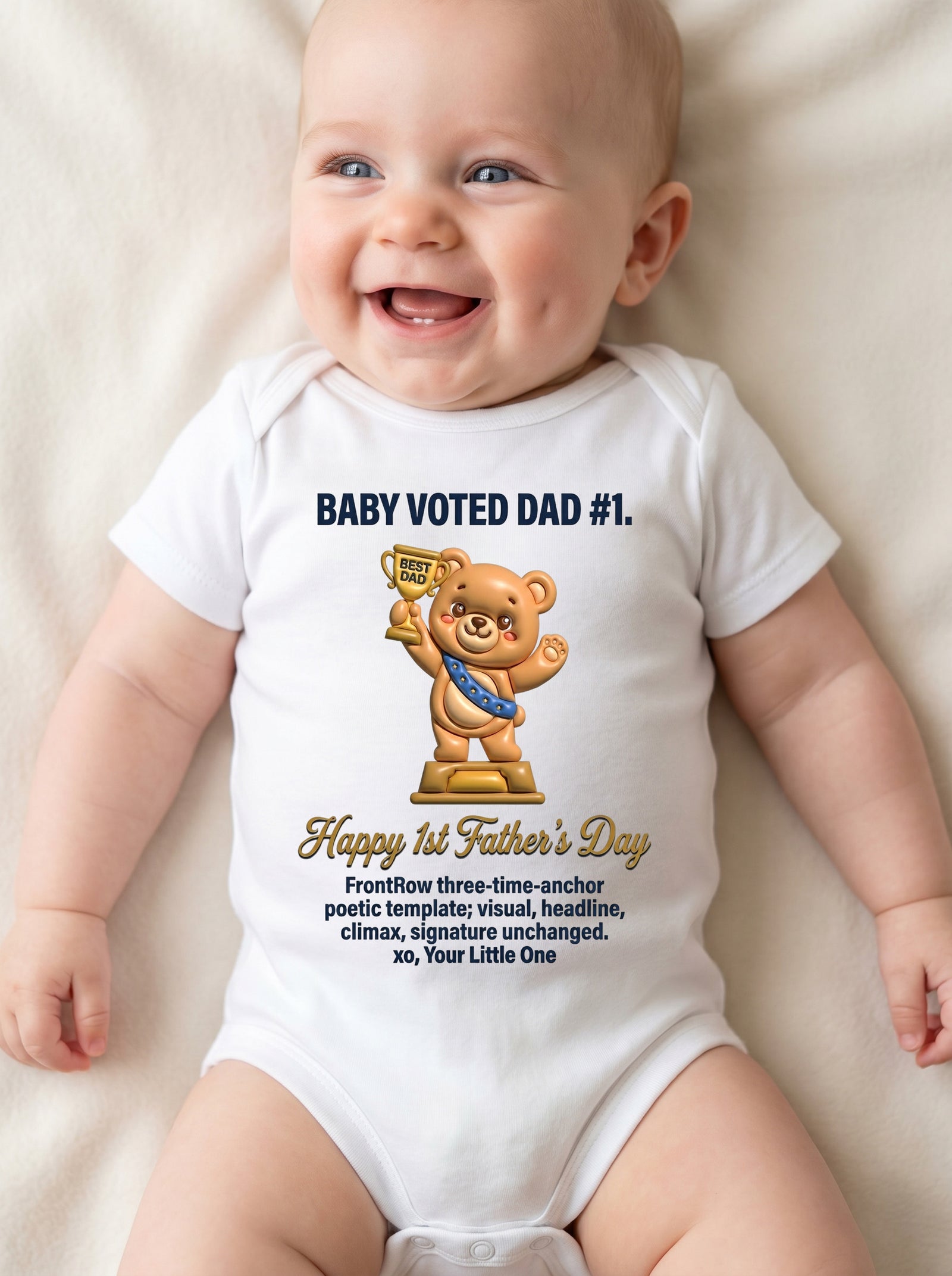 TotKind - H7 Time-Anchor Body Generalization on Tiny Trophy - Baby Onesie - 21052026