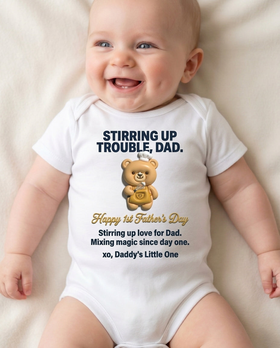 TotKind - Sous Chef Bear  Happy 1st Fathers Day - Baby Onesie - 11052026