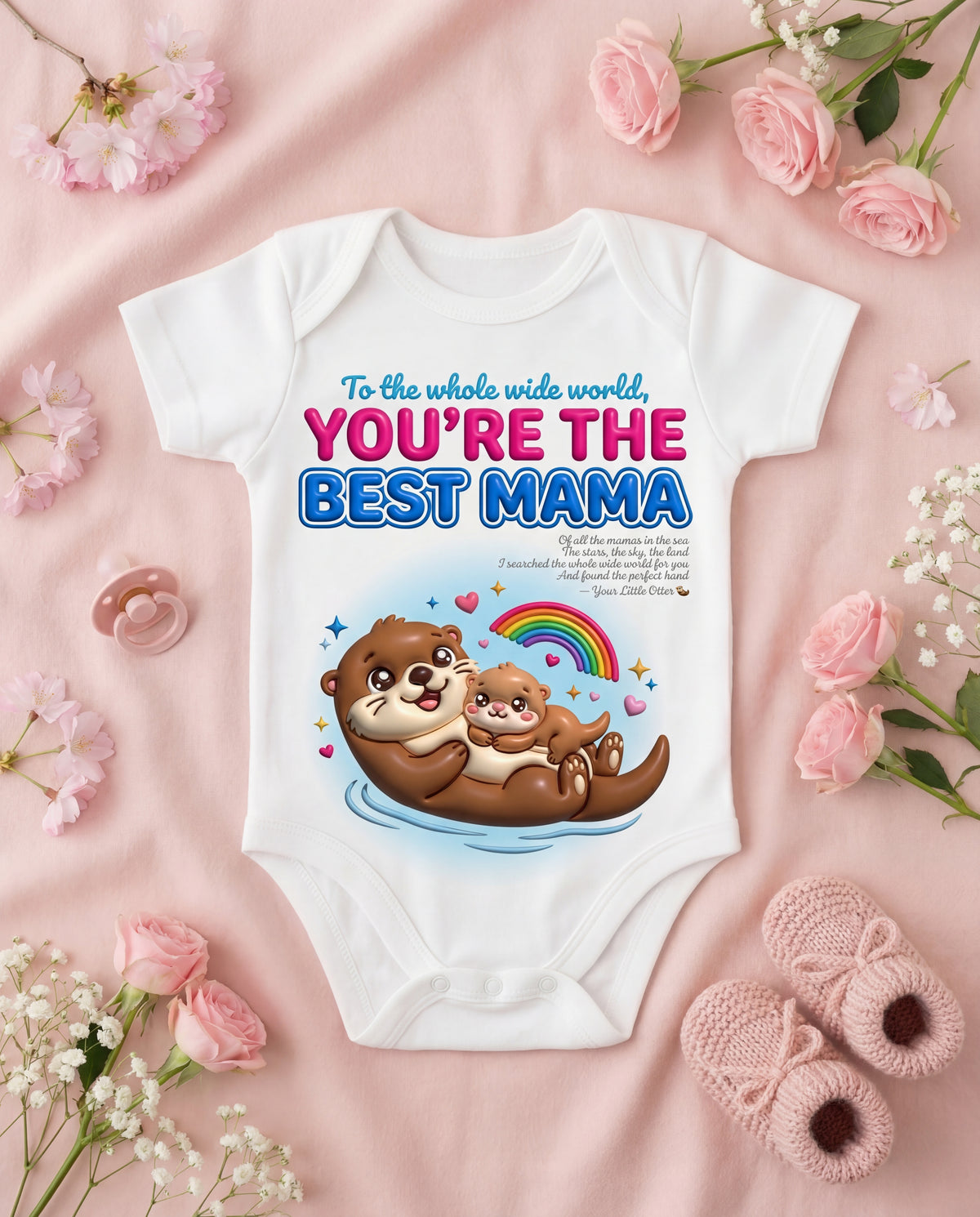 Otter You're the Best Mama Baby Onesie
