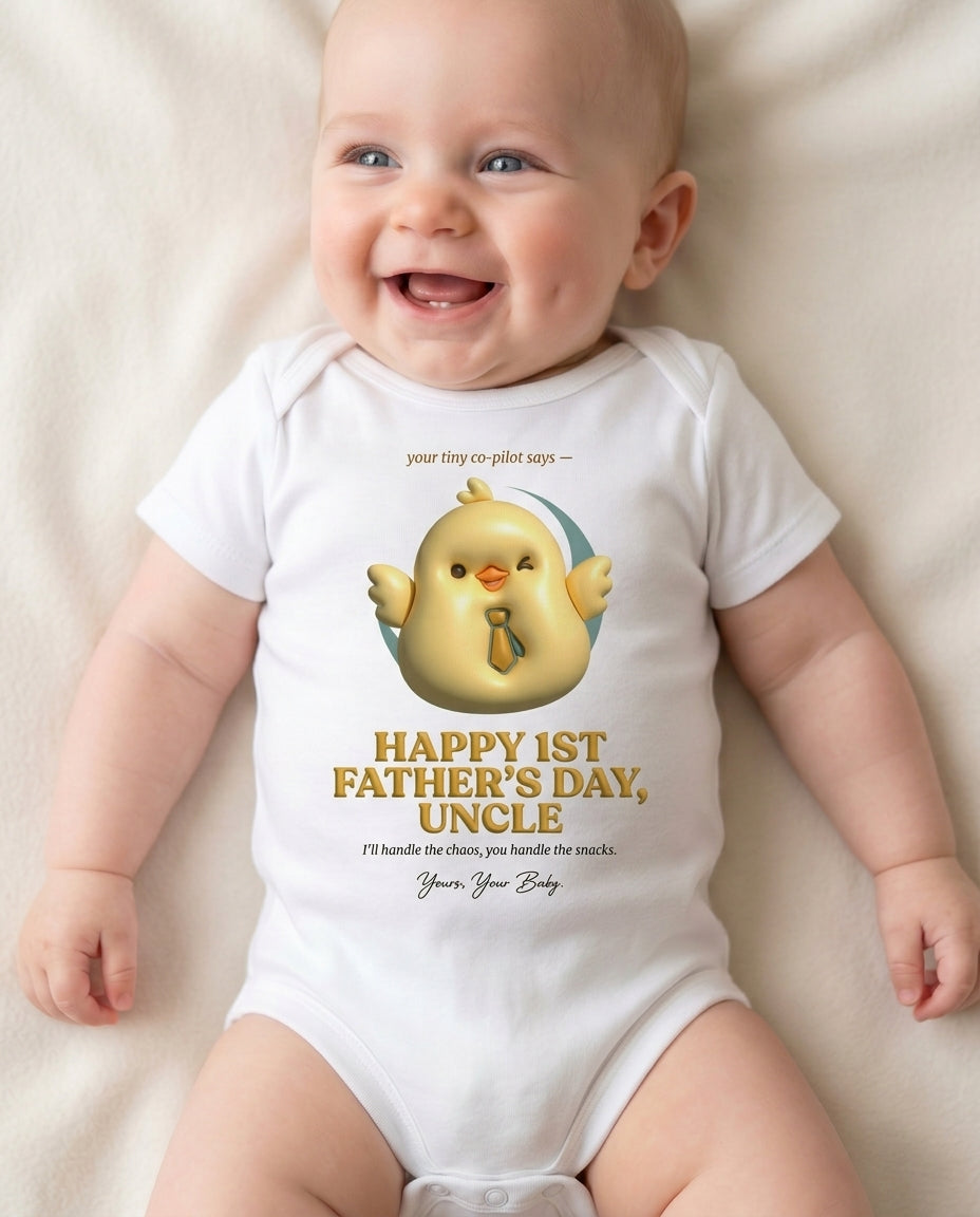 TotKind - Chick Tiny Helper for Uncle FD - Baby Onesie