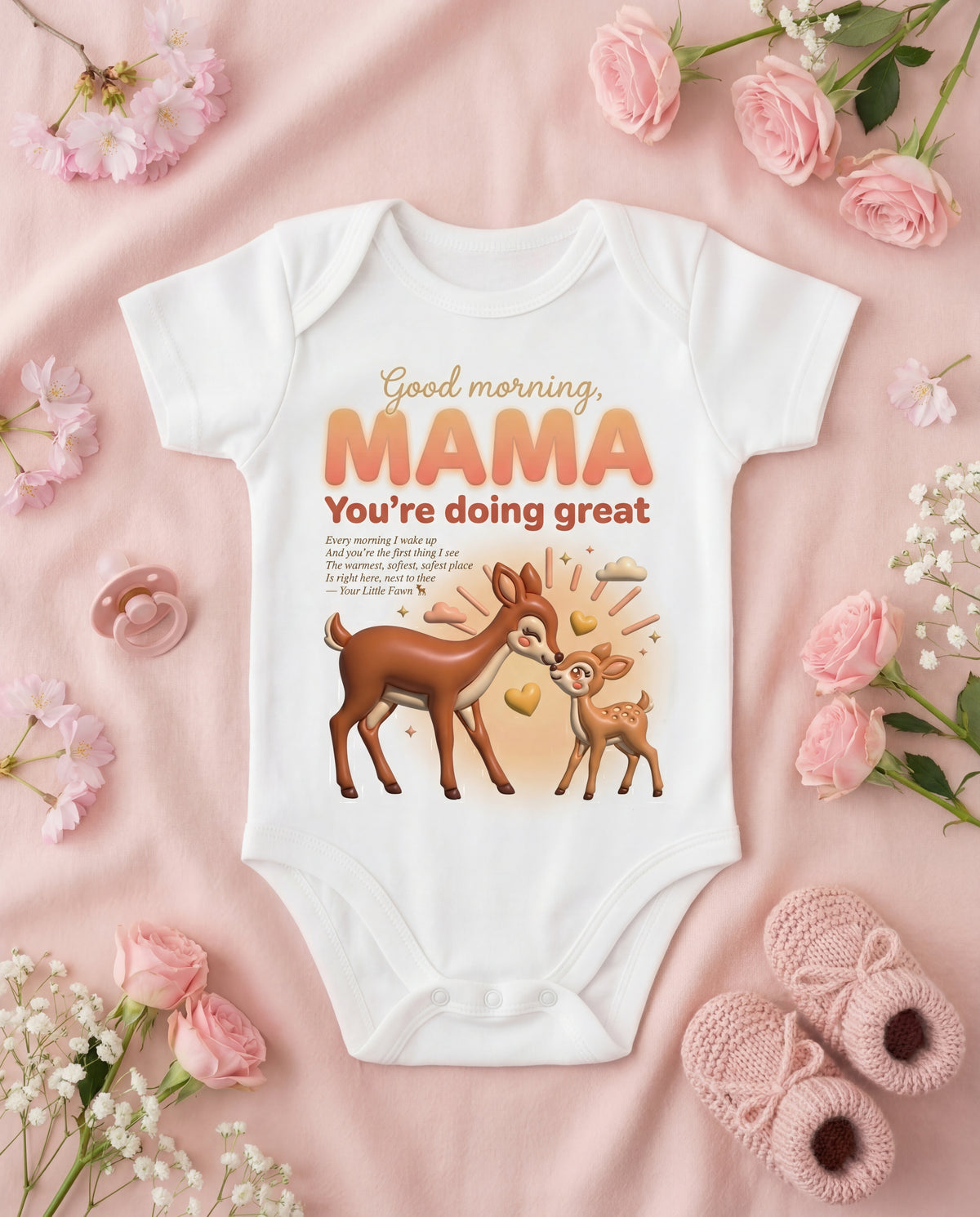 Deer Good Morning Mama Baby Onesie