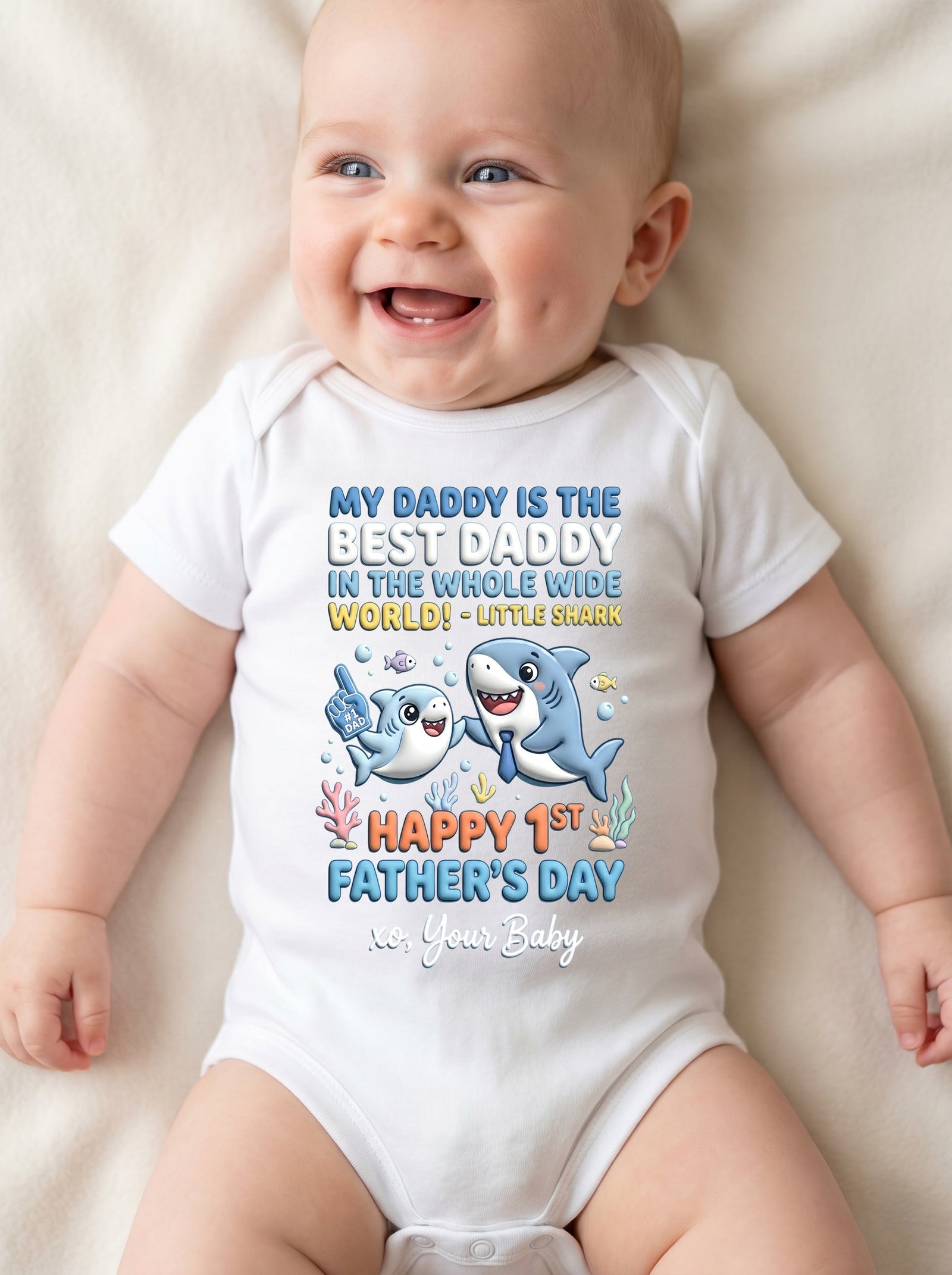 TotKind - H14 Cute Shark Species Swap on Foam-Finger Role-Re - Baby Onesie - 18052026