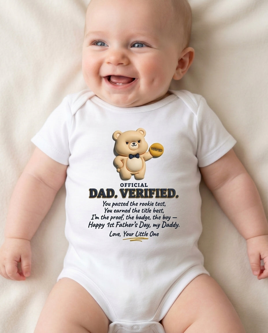 TotKind - Dad Verified Badge Bear - Baby Onesie