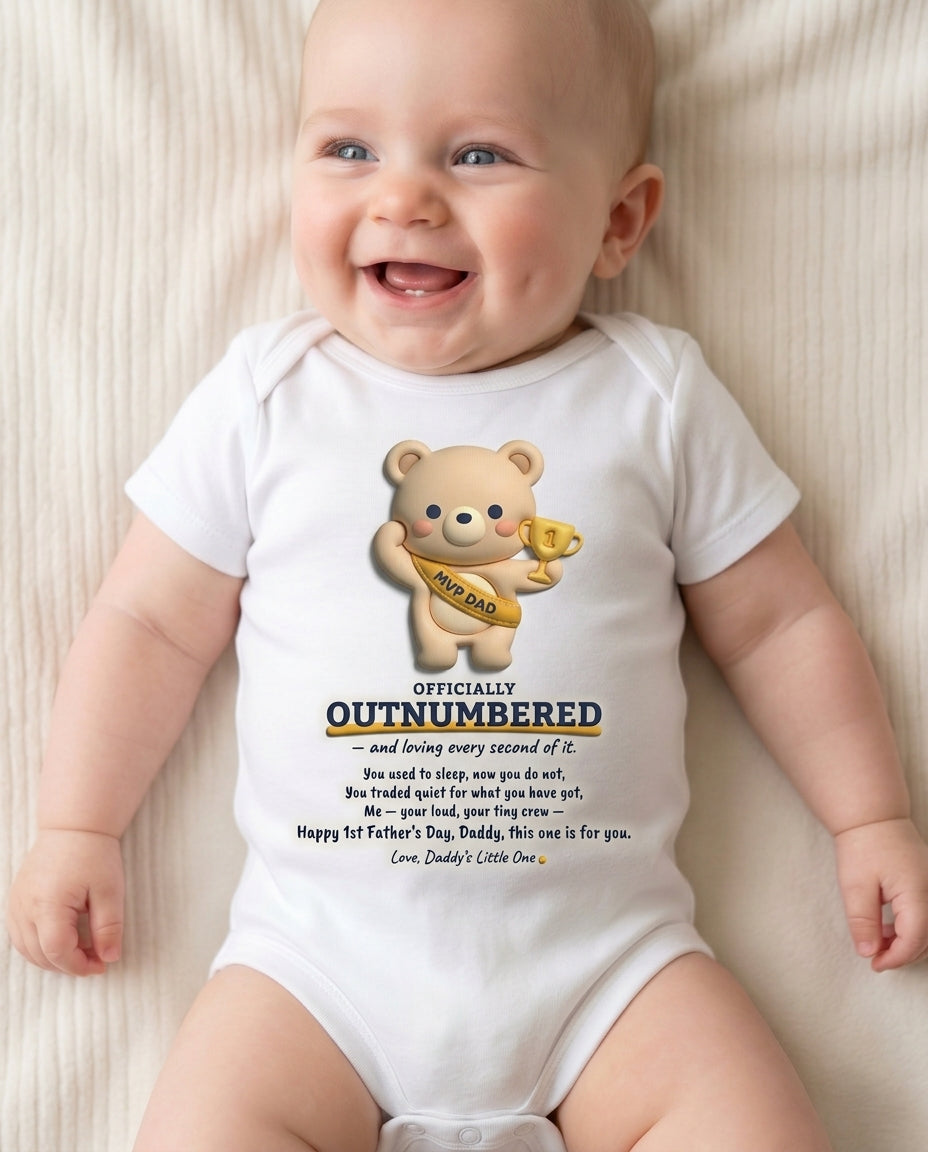 TotKind - Outnumbered And Loving It MVP Bear - Baby Onesie