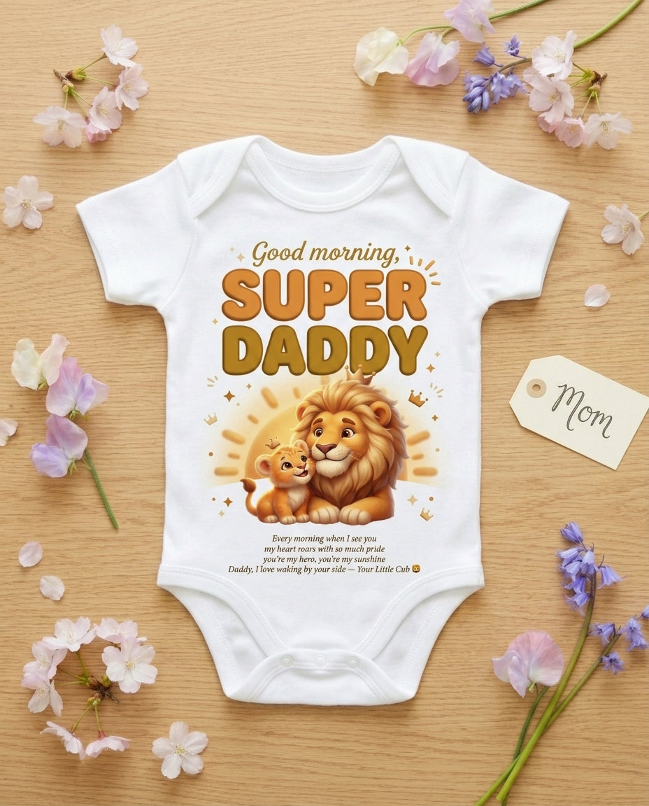 TotKind - Lion Cub Good Morning Super Daddy - Baby Onesie