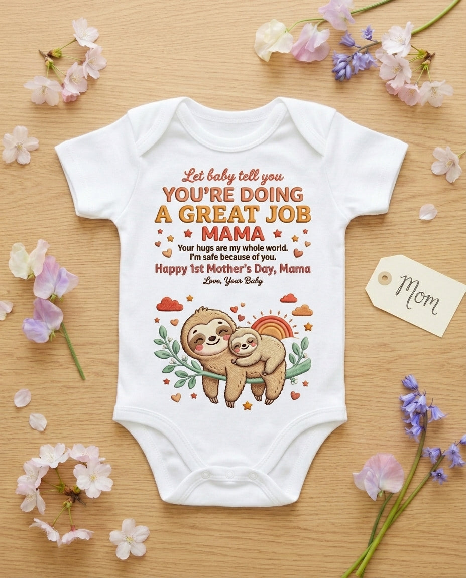 TotKind - Sloth Great Job Mama - Baby Onesie