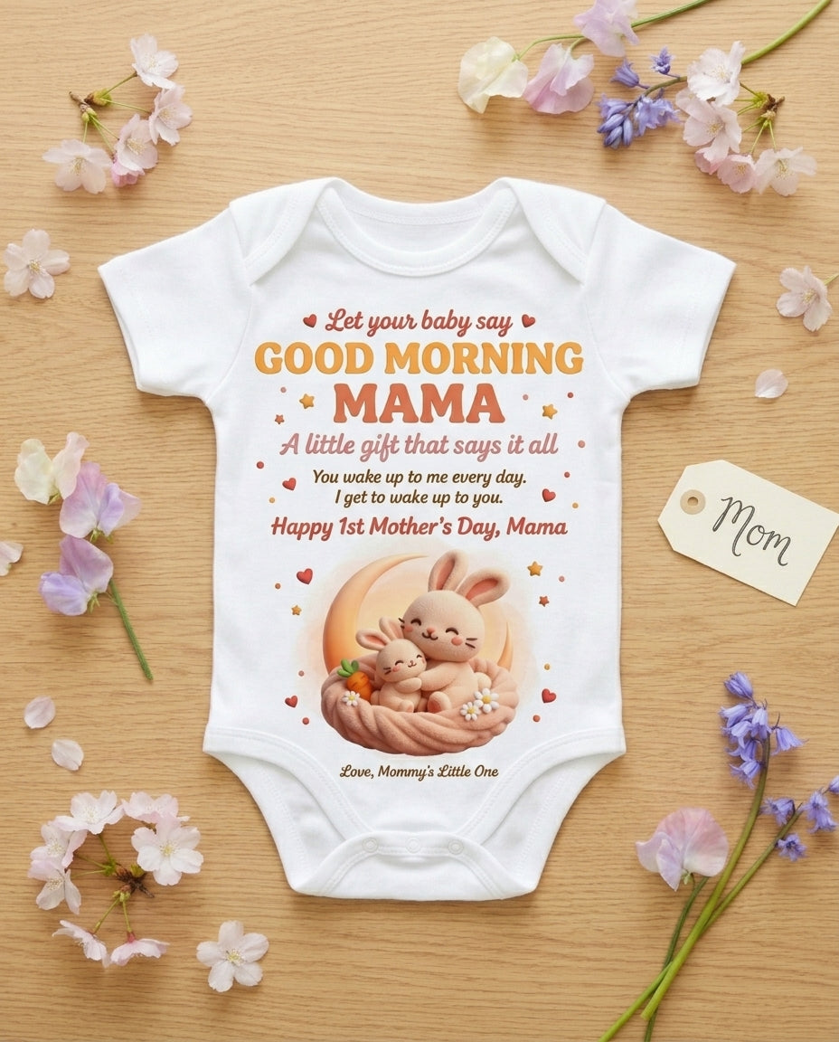 TotKind - Bunny Good Morning Mama - Baby Onesie