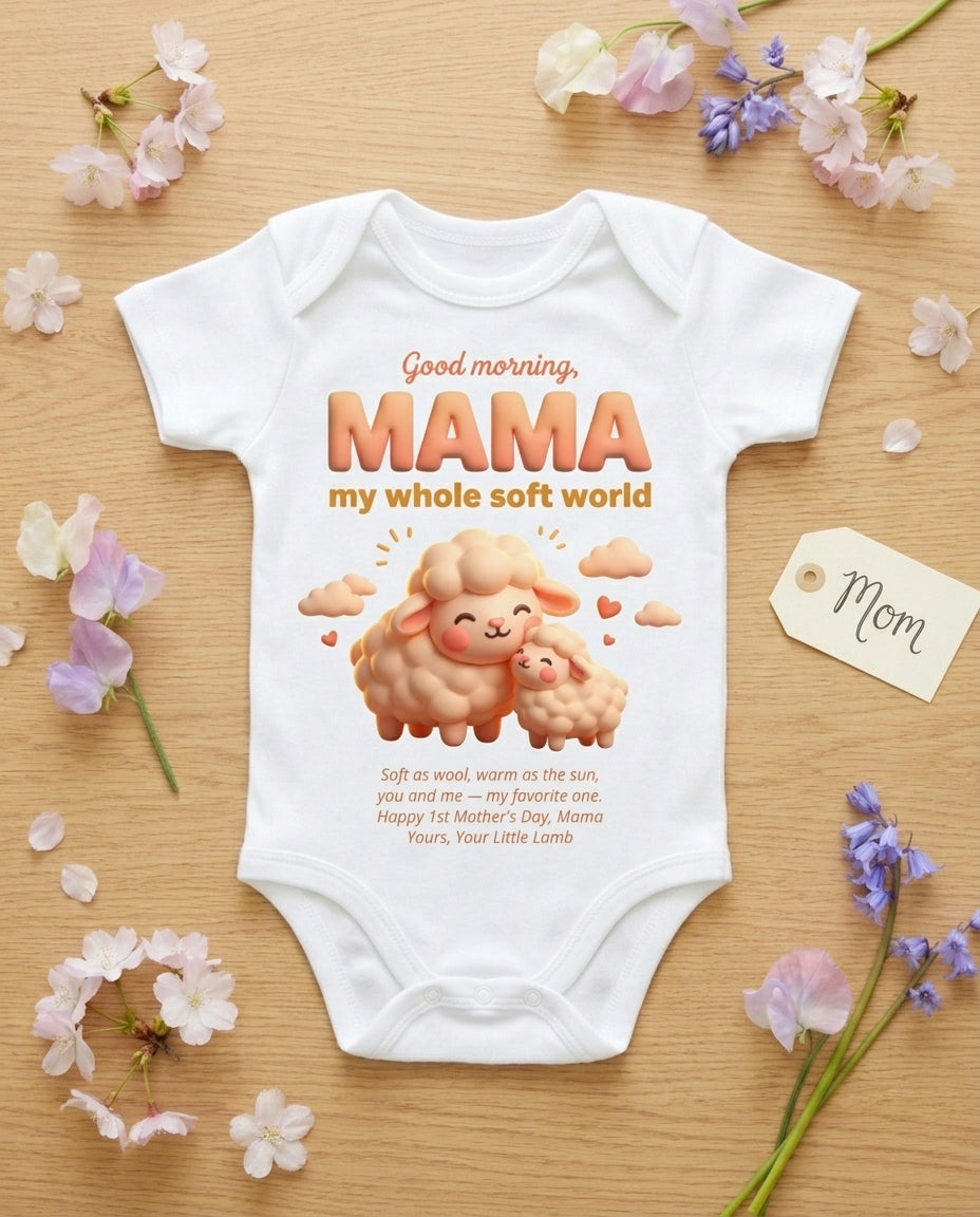 TotKind - Lamb Good Morning Mama  1st Mothers Day - Baby Onesie