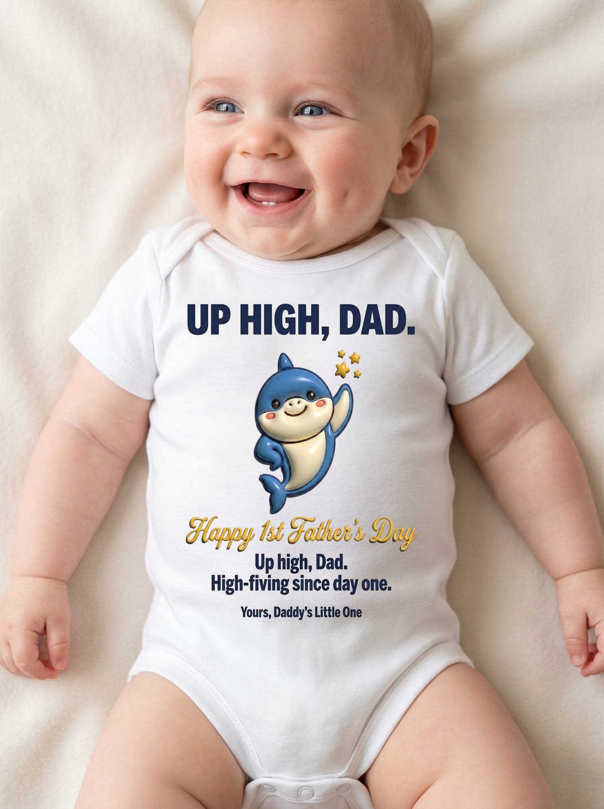 TotKind - H14 Cute Shark Species Swap on High-Five Bear Happ - Baby Onesie - 21052026