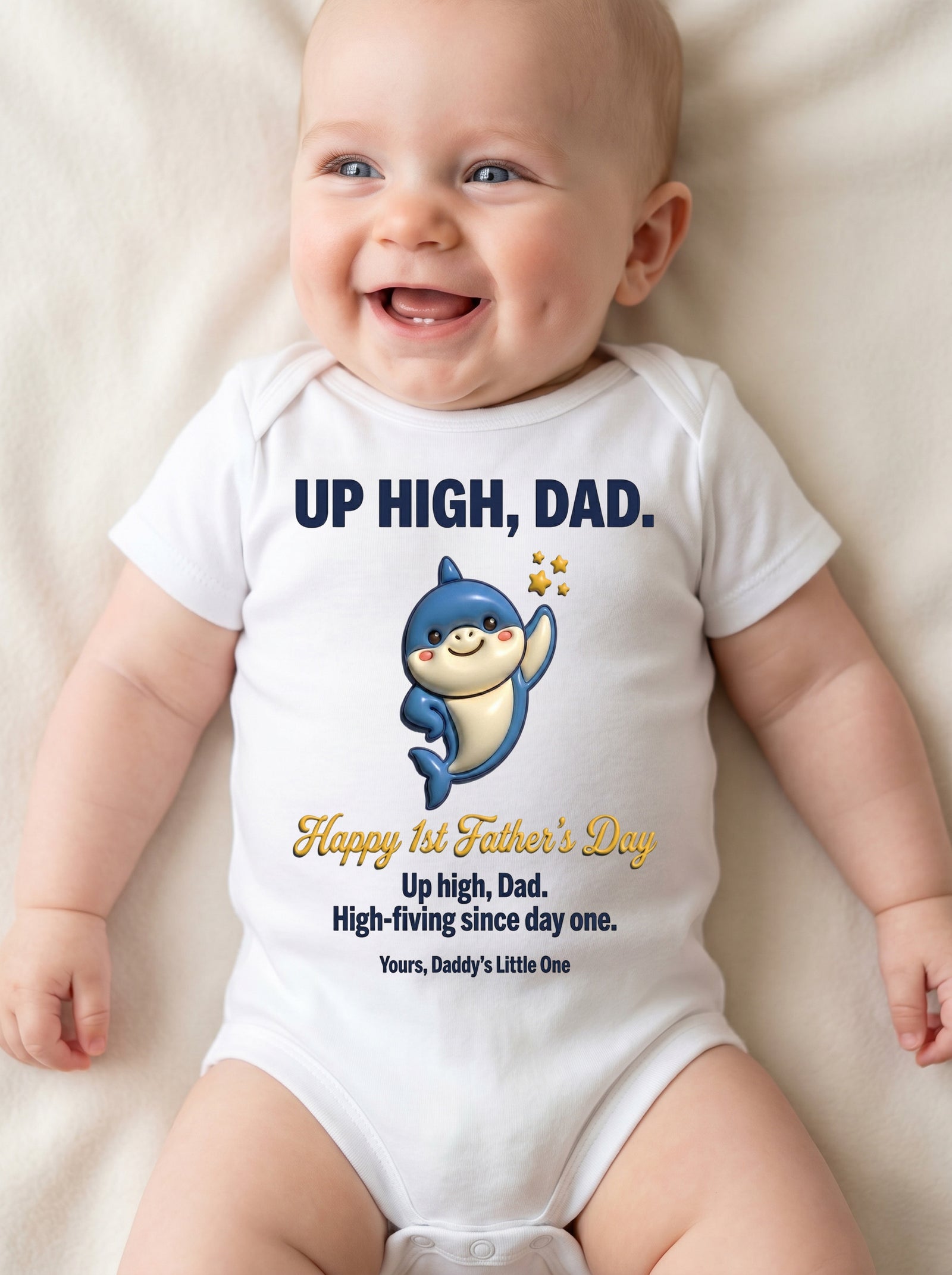 TotKind - H14 Cute Shark Species Swap on High-Five Bear Happ - Baby Onesie - 21052026