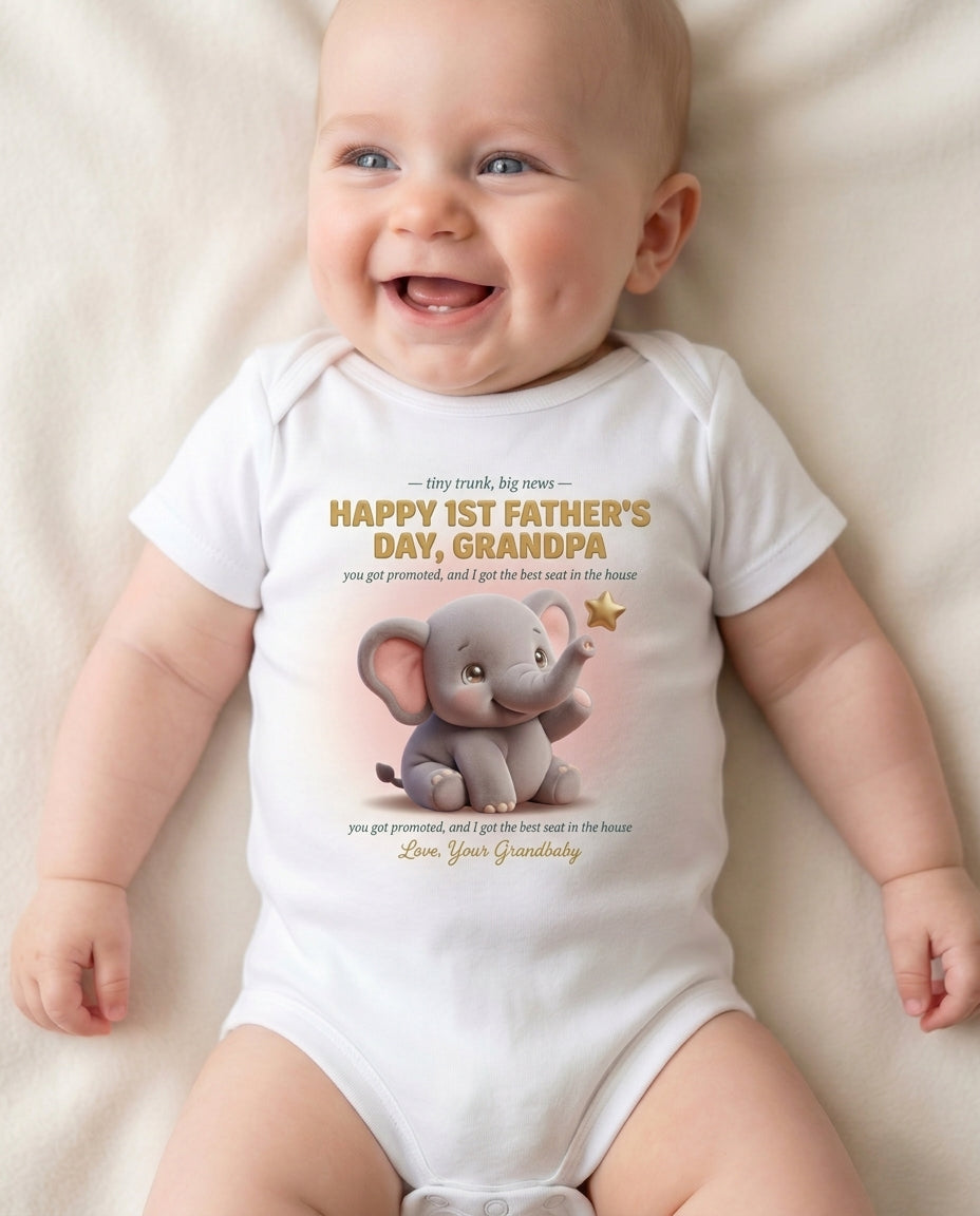 TotKind - Elephant Nephew High Five for Grandpa FD - Baby Onesie