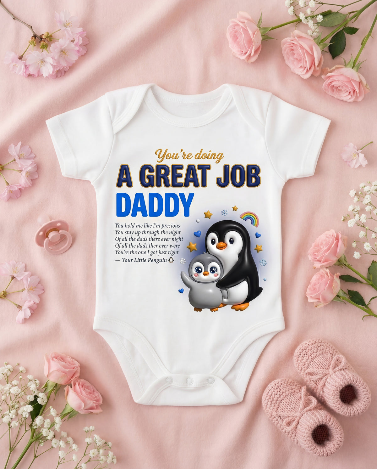 Penguin Great Job Daddy Baby Onesie
