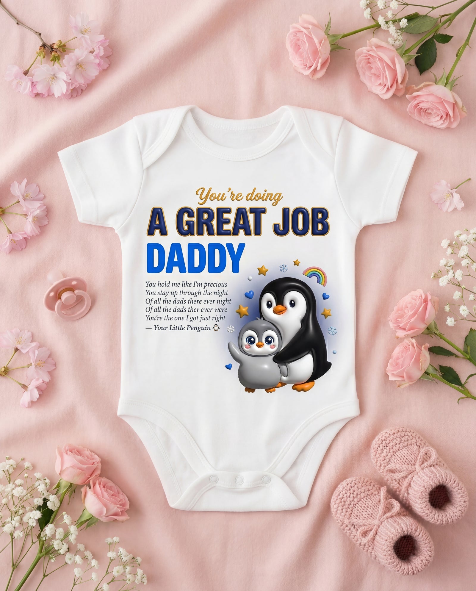 Penguin Great Job Daddy Baby Onesie