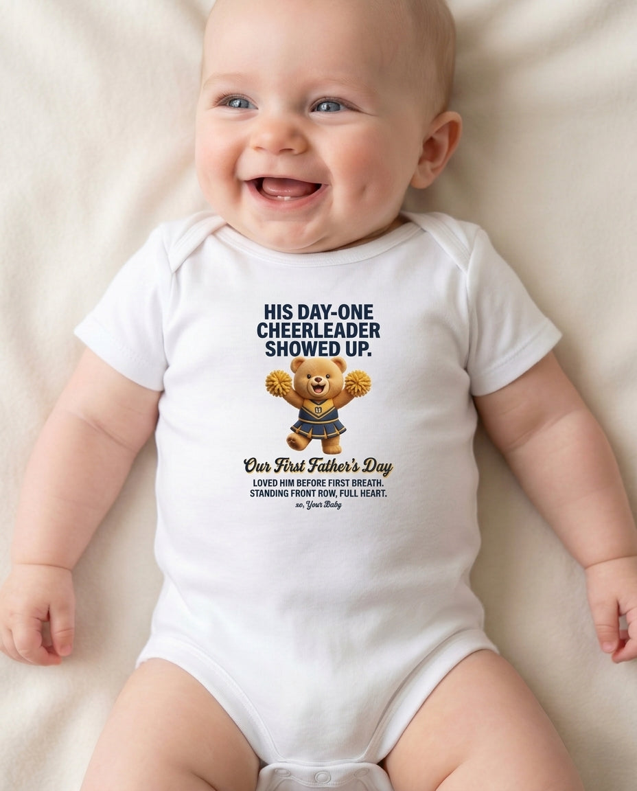 TotKind - H2  Cheerleader Bear on Warm Pastel Peach Gradient - Baby Onesie - 14052026
