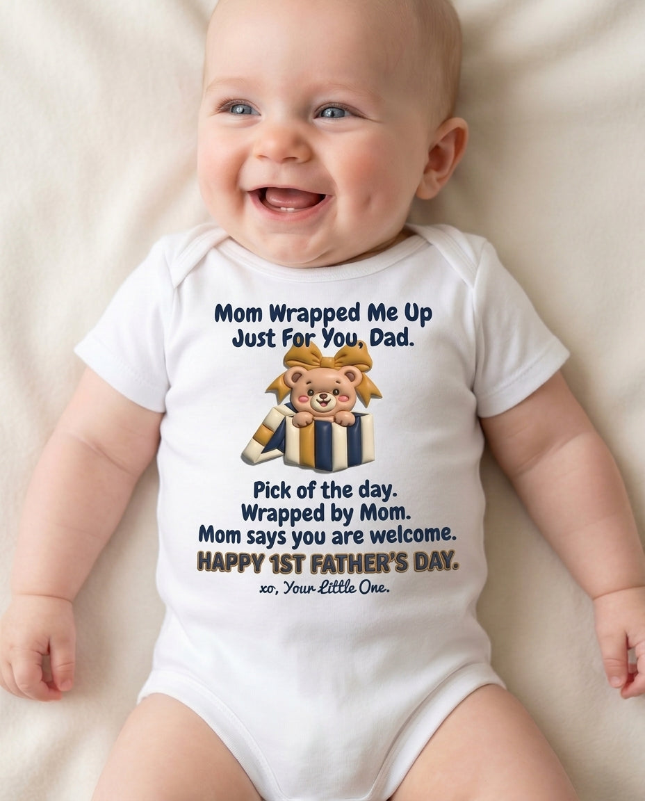TotKind - Wrapped Bear v2  Mom Wrapped Me Up FD-IFD-B fusion - Baby Onesie