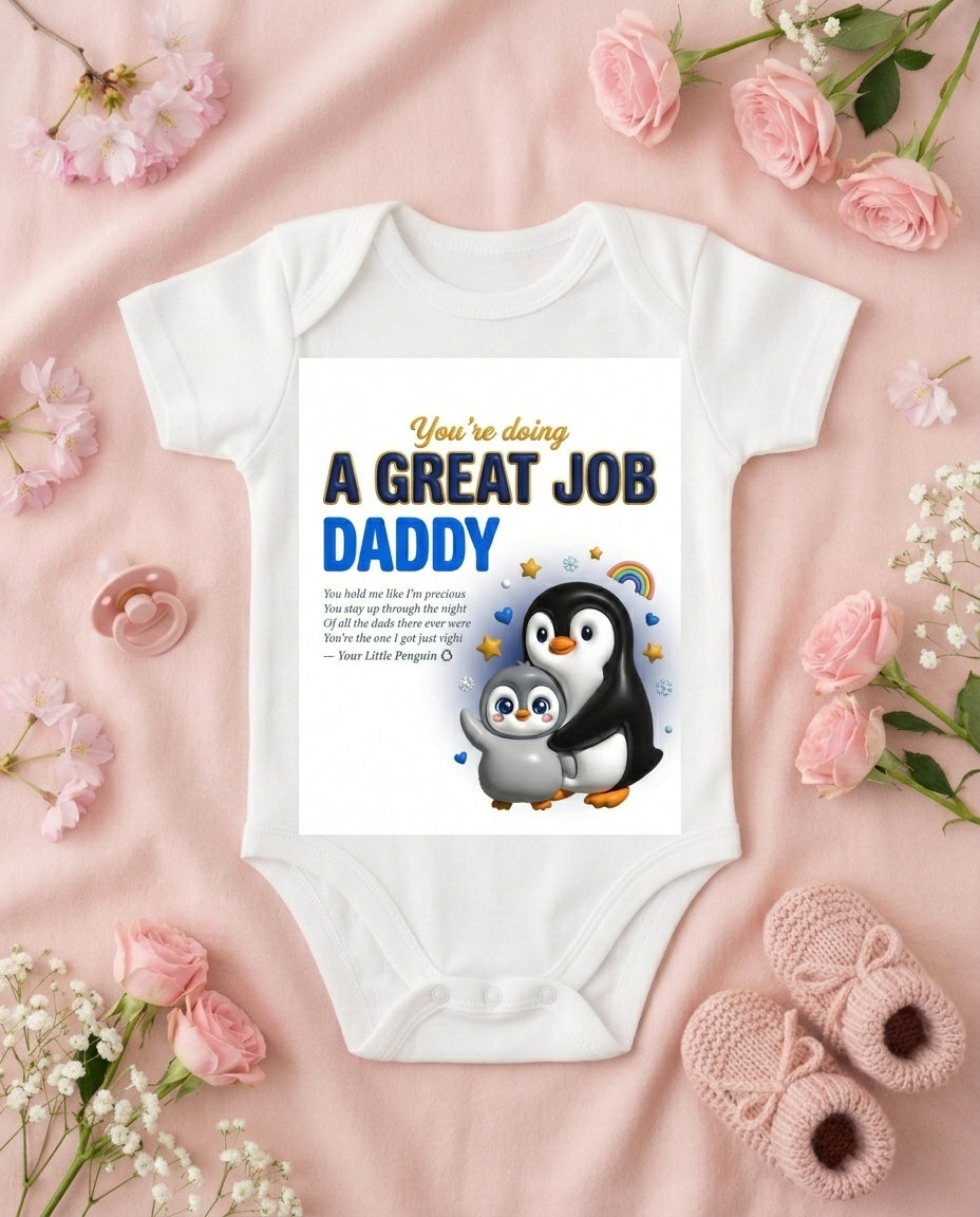 Penguin Great Job Daddy Baby Onesie