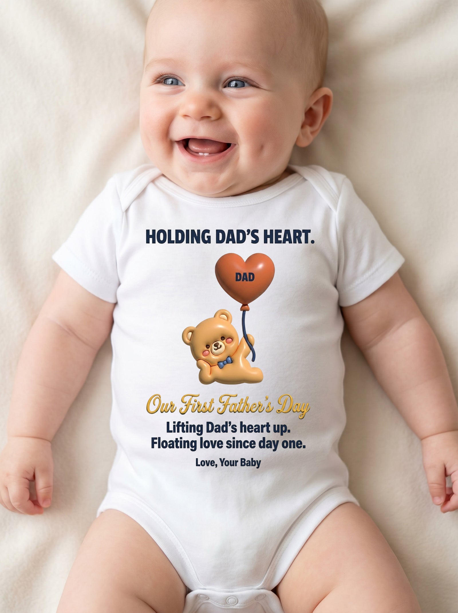 TotKind - H18 High 3D-Puff Fidelity on Heart Balloon Bear Ou - Baby Onesie - 21052026