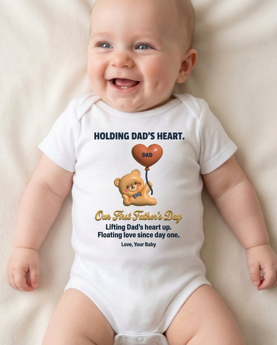 TotKind - Heart Balloon Bear  Our First Fathers Day - Baby Onesie - 11052026