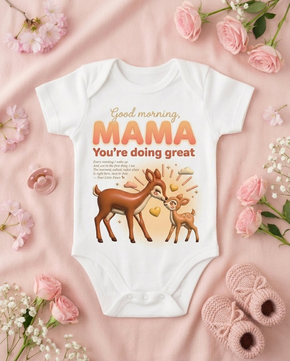 Deer Good Morning Mama Baby Onesie