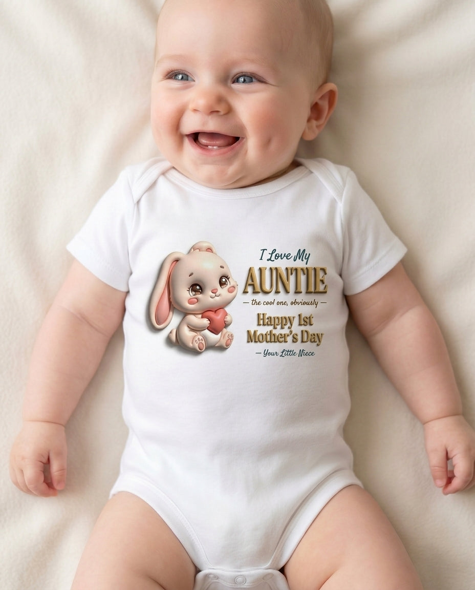 TotKind - Bunny Auntie 1st Mother's Day - Baby Onesie