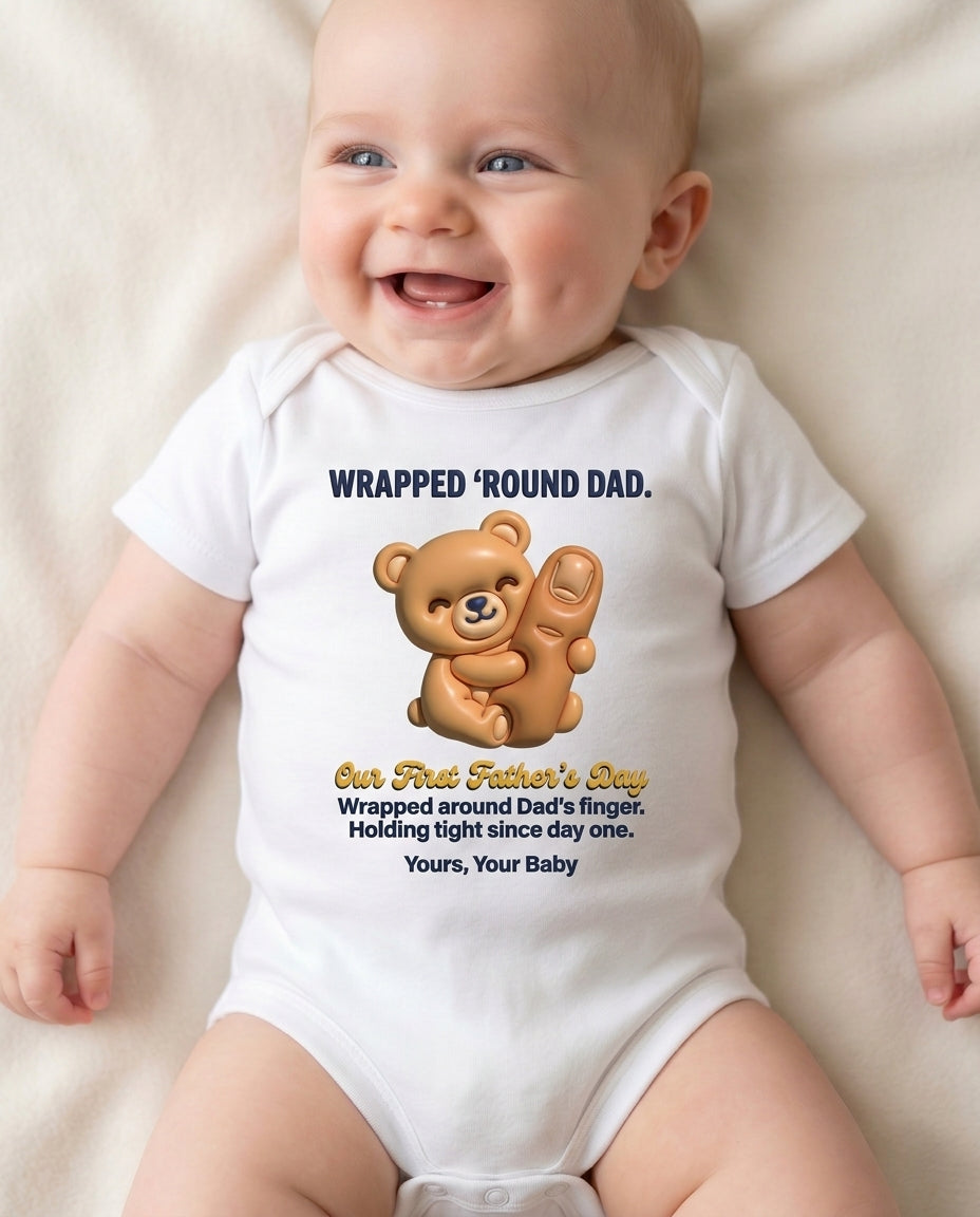 TotKind - Finger-Hug Bear  Our First Fathers Day - Baby Onesie - 11052026