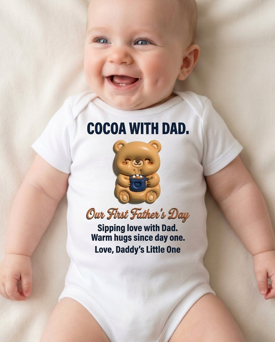 TotKind - Cocoa Mug Bear  Our First Fathers Day - Baby Onesie - 11052026