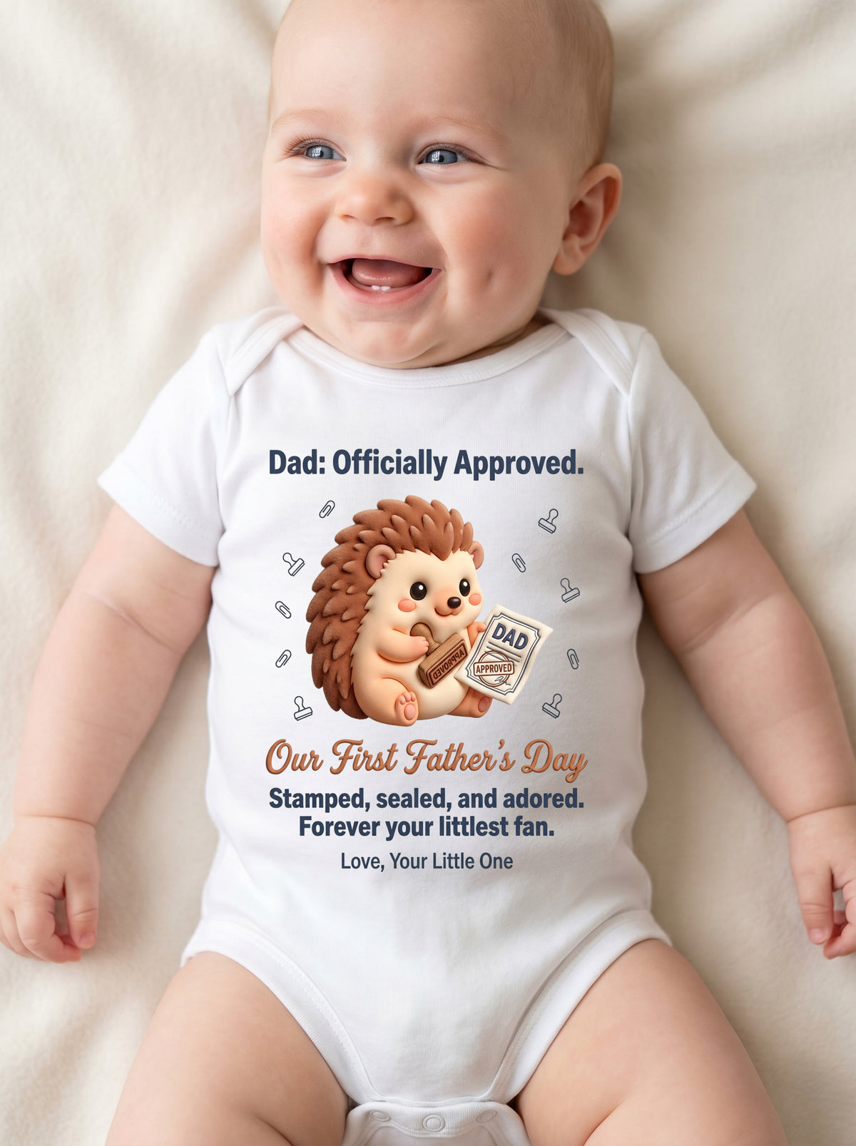 TotKind - NEW2 Dad Officially Approved  Baby Hedgehog With S - Baby Onesie - 20052026