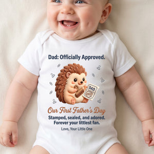 TotKind - NEW2 Dad Officially Approved  Baby Hedgehog With S - Baby Onesie - 20052026