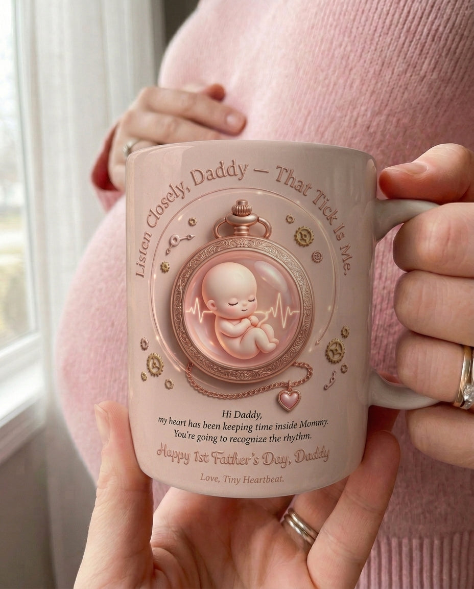 TotKind - NEW2 Vintage Rose-Gold Pocket Watch Heartbeat Crad - Mug - 21052026