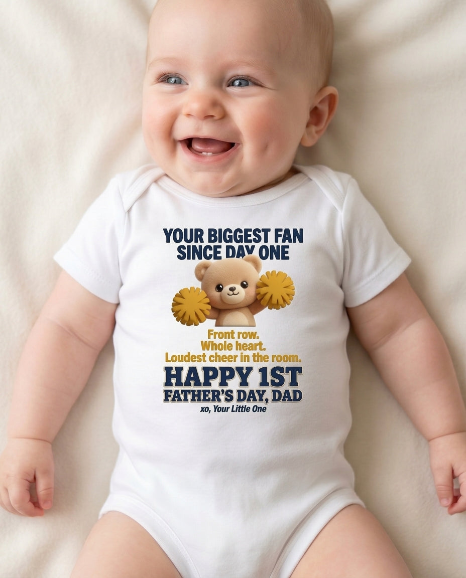 TotKind - Cheerleader Bear  Biggest Fan Since Day One FD-H T - Baby Onesie