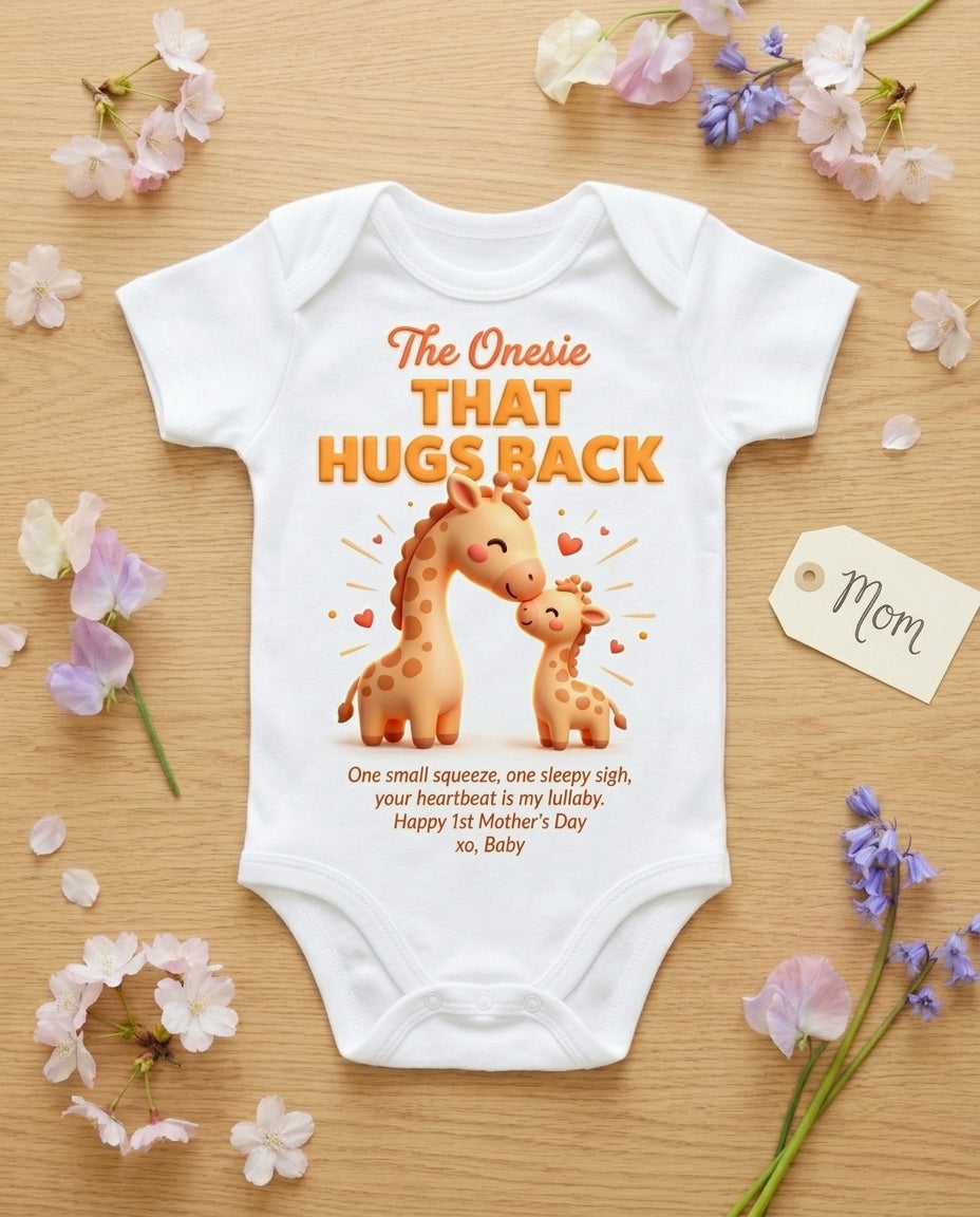 TotKind - Giraffe Morning Hug  Sensory 1st Mothers Day - Baby Onesie