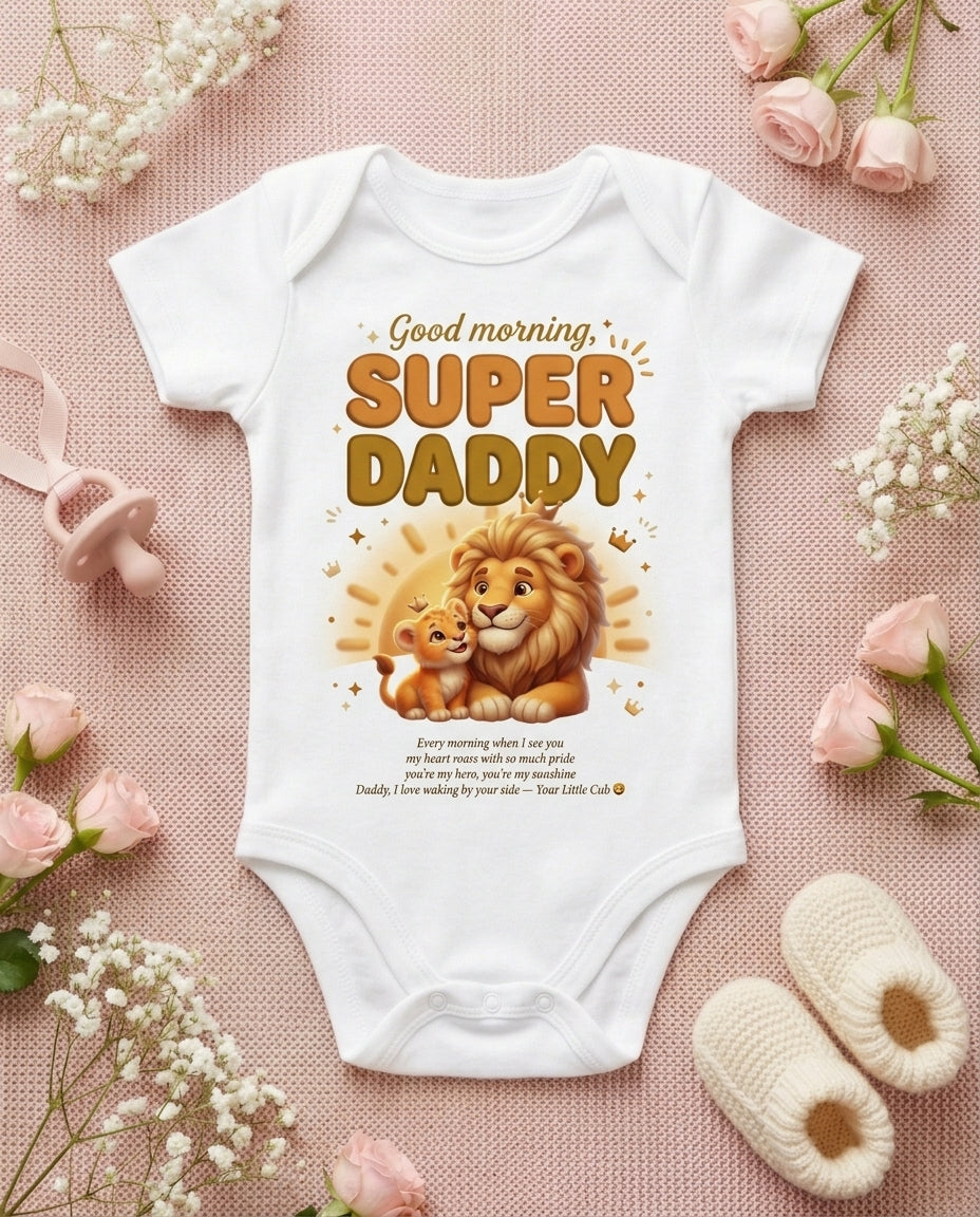 TotKind - Lion Cub Good Morning Super Daddy - Baby Onesie