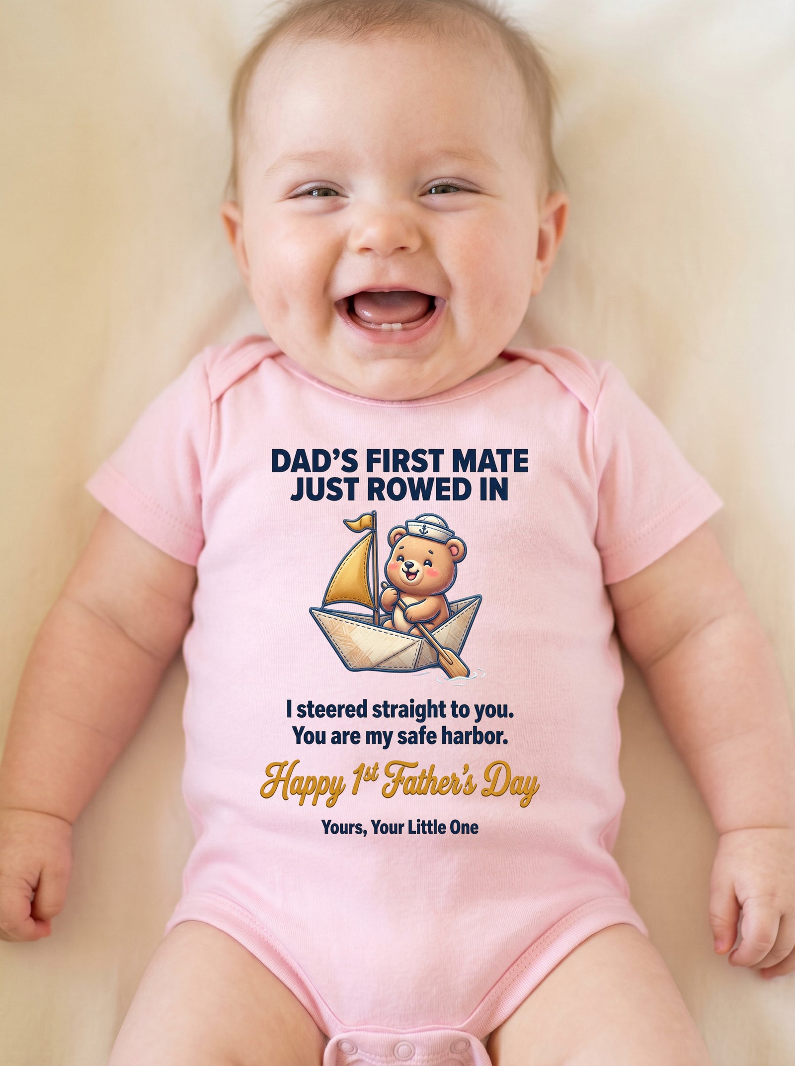 TotKind - Tiny Sailor Bear Rowing Home to Dad - Baby Onesie - 18052026