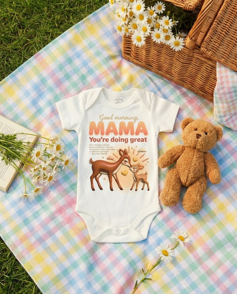 Deer Good Morning Mama Baby Onesie
